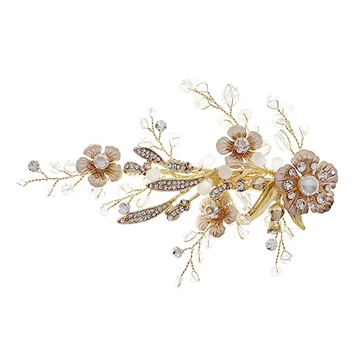Healvian 1stück Vintage Goldene Haarklammer Mit Perlen Blumen Haarspange Für Hochzeits Brautschmuck Retro Haarnadel Für Besondere Anlässe von Healvian