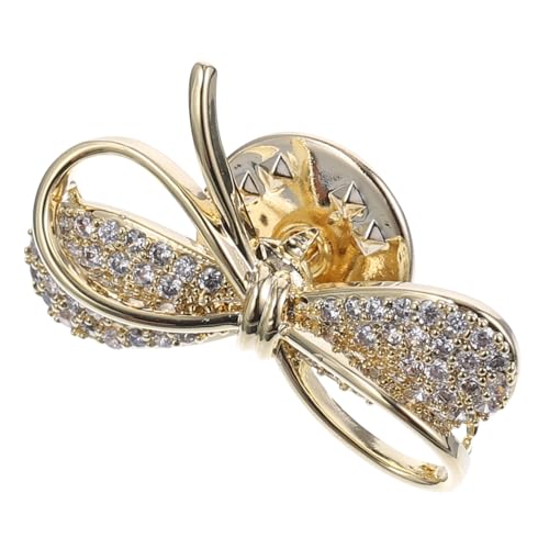 Healvian 1 Stück Brosche für Damen mit Stilvollem Schleifen Design Sicherheitsnadel für Kleidung Modischer Anstecker Silber und Champagnergold als für Freundinnen und von Healvian