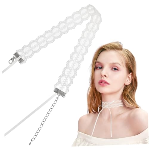 Healvian 1 Stück Doppellagiges Choker Spitze für Verstellbare Clavicle Halskette für Anlässe Modisches Schmuckaccessoire Weiß von Healvian