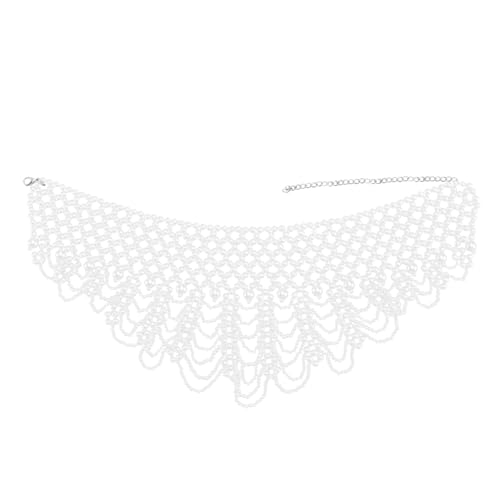 Healvian 1 Stück Floßenschal gefälschtes Perlenhalsband Lätzchenkette aus Perlen Halskette stylischer Ausschnittkragen weibliches gefälschtes Halsband Imitationsperlen Weiß Healvian 1 Stück Floßenschal gefälschtes Perlenhalsband Lätzchenkette aus Perlen Halskette stylischer Ausschnittkragen weibliches gefälschtes Halsband Imitationsperlen Weiß von Healvian