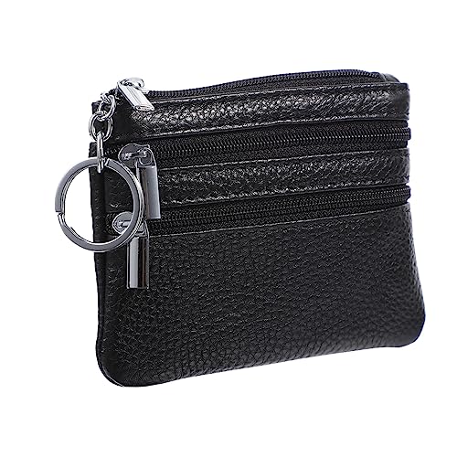 Healvian 1 Stück Geldbörse Beutel Brieftasche Frauen Lagerung Ring Kauwid Portemonnaie Schlüssel Tragbar Neuartige Aufbewahrungstasche Handgefertigte Handtasche Rindsleder Black von Healvian