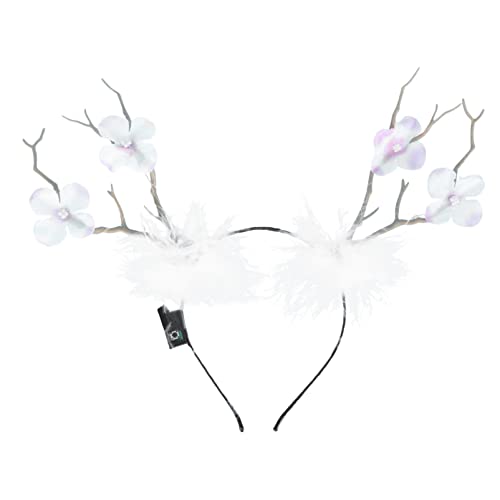 Healvian 1 Stück Geweih Feder Stirnband Stirnband Haar Accessoires Haarknoten Maker Stirnbänder Pferdeschwanzhalter Haarschleifen Hautpflege Reifen Geweih Kostümhörner von Healvian