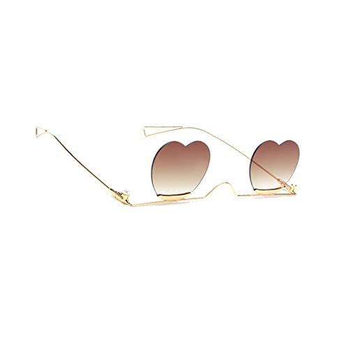 Healvian 1 Stück Herzförmige Sonnenbrille Metall Rahmenlose Party Sonnenbrille für Damen Lustige Fotobrille für Feiern Retro Style Kaffeefarben mit Goldenen Akzenten Healvian 1 Stück Herzförmige Sonnenbrille Metall Rahmenlose Party Sonnenbrille für Damen Lustige Fotobrille für Feiern Retro Style Kaffeefarben mit Goldenen Akzenten von Healvian