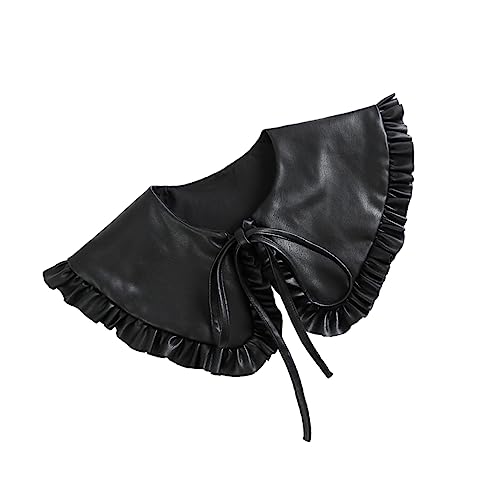 Healvian 1 Stück Lederkragen mit Rüschen für Damen Falscher Kragen als Modisches Kleidungsaccessoire für Schicke Outfits und Eleganten Look von Healvian