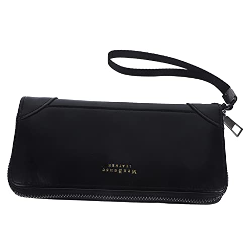 Healvian Lange Pu Geldbörse Für Männer Mit Doppelreißverschluss Große Kapazität Modische Handtasche Kartenhalter Für Reisen Schwarz von Healvian