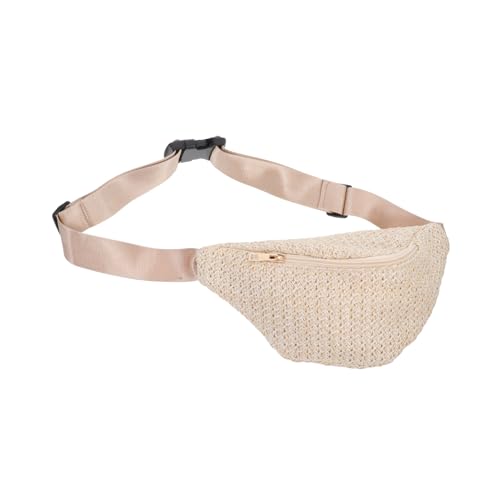 Healvian 1 Stück Mini Bauchtasche Für Damen Einfache Sommer Bauchtasche Urlaub Faltbar Gewebte Hüfttasche Moderne Resort Brusttasche Stroh Hüfttasche Makramee Strandtaschen von Healvian