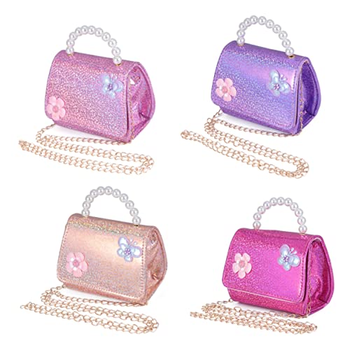 Healvian 1 Stück Mini Perlen Handtasche für Mädchen Kreative Umhängetasche mit Blumenmuster und Abnehmbarem Schultergurt für Goldfarben Große Kapazität für Schmuck und Snacks von Healvian