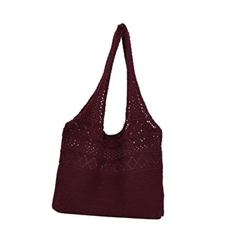 Healvian 1 Stück Modischer Gehäkelter Aufbewahrung Tote Bag Hohles Design Damen Casual Tasche Weinrot für Schule Arbeit Freizeit und Shopping Healvian 1 Stück Modischer Gehäkelter Aufbewahrung Tote Bag Hohles Design Damen Casual Tasche Weinrot für Schule Arbeit Freizeit und Shopping von Healvian
