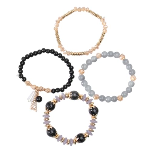 Healvian 1 Stück Multilayer Crystal Bangle mit Quasten Elegantes Armband für Damen für Partys und Alltag Vielseitig Kombinierbar Handgefertigter Schmuck Schwarz von Healvian
