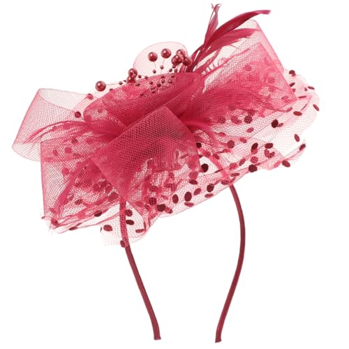 Healvian 1stücke Rotes Fascinator-haaraccessoire Mit Blumen Und Netzband Für Teepartys Hochzeiten Und Besondere Anlässe Elegantes Damen-haarstück von Healvian