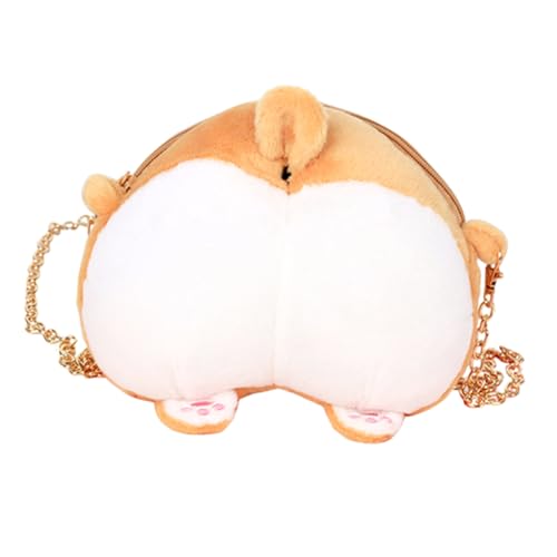 Healvian 1 Stück Plüschtasche Mädchen Geldbörse Süße Umhängetasche Umhängetasche Plüsch Rucksäcke Münzbeutel Kleine Umhängetasche Mini Messenger Bag Süße Tasche Corgi Butt Wallet Polyester von Healvian