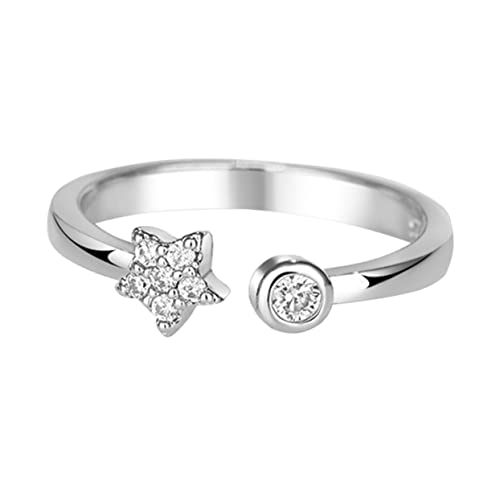 Healvian 1 Stück Stern öffnungs ring hochzeitsgeschenke hochzeitsgeldgeschenk hochtzeitstaggeschenk valentine fingerringe Silber Frauen Fingerring dekorativer Fingerring Kupfer von Healvian