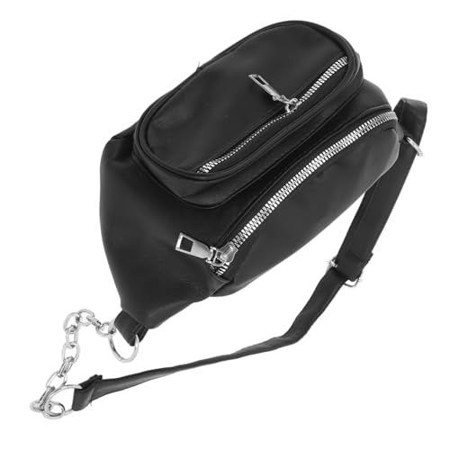 Healvian 1 Stück Stylischer Schwarzer Hüfttasche mit Kette Crossbody für Damen für Freizeit Shopping Unterwegs Bietet Ausreichend für Handy Geldbörse Persönliche Gegenstände von Healvian