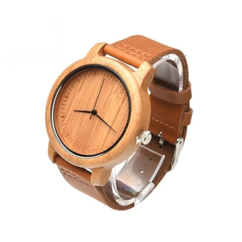 Healvian Holzuhr Für Herren Mit Lederarmband Lässige Vintage-Uhr Bambusoberfläche Leicht Und Robust von Healvian