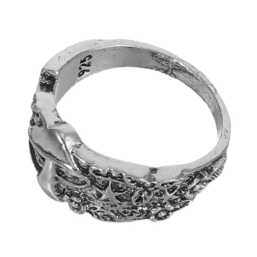 Healvian 1 Stück Vintage Mushroom Leaf Star für Stilvoller Finger Schmuck Verstellbar für Partys und Tägliches Tragen Modisches Design Silber von Healvian