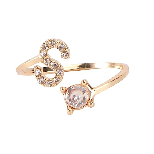 Healvian 1 Stück geteilter Buchstabenring damenringe verlobungsring Initial Gold für romantischer Fingerschmuck mit Strass besetzter Ring Strasssteine von Healvian