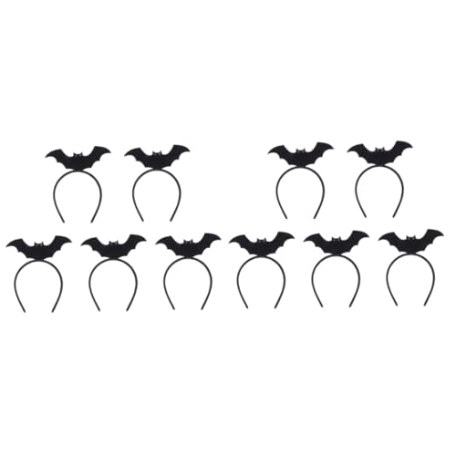 Healvian 10 Leuchtender Fledermauskopf -hoop Halloween-fledermaus Halloween Fledermaus -stirnband Fledermausohren Stirnband Haarzubehör Party-haare Party-kopfbedeckung Schwarz von Healvian