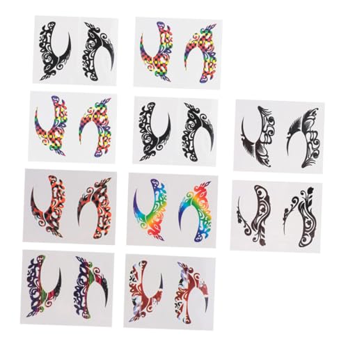 Healvian 10 Paare Festival Eyeliner Decals Augen makeup Aufkleber Leicht Tragbar Wasserfest für Karneval Maskenball Party Einzigartige Augen schablonen von Healvian