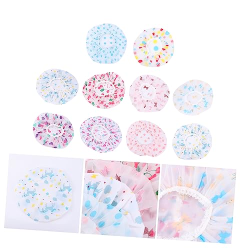 Healvian 10 Stück Badekappen haarschutz familiar bademützen einschlaflicht erwachsene slice Friseursalon zwillengummi für erwachsene badehut shower caps Duschmütze Duschhaube bedrucken von Healvian