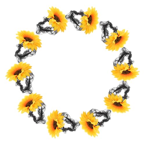 Healvian 10 Stück Blumen Accessoires Seile Gelbe Blumenringe Halter Ausgefallene Dehnbare Bänder Party Mädchen Blumen Frisur Haargummis Sonnenblumen Haar Urlaub Gummibänder von Healvian