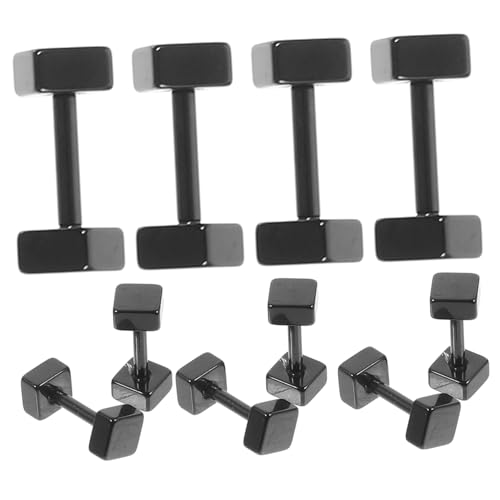 Healvian 10 Stück Dumbbell Ohrstecker aus Titanstahl Kleine Quadratische Fake Plug Ohrringe Modischer Unisex Ohrschmuck für Herren und Damen Langlebig und Elegant Schwarz von Healvian