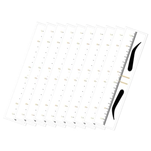 Healvian 10 Stück Einweg Augenbrauen Schablonen Aufkleber PVC mit Klarer Flexible Augenbrauen Messhilfe für Symmetrisches Microblading und Make Up Brow Stencil für Anfänger und Profis von Healvian