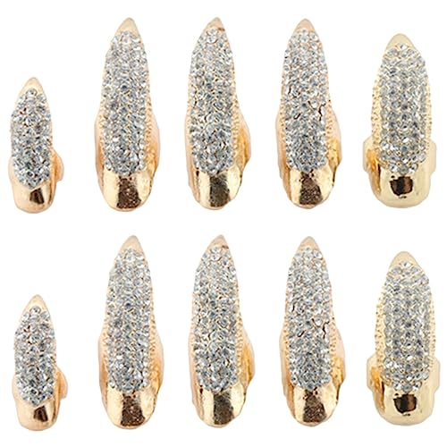 Healvian 10 Stück Nagelringe Schmuck costume de halloween halloweenkostüme men accessories camoing handschmuck Frauen Nagelring Finger Nagelklauenring Retro Krallenring Legierung Golden von Healvian
