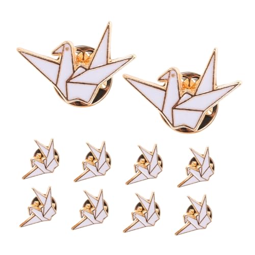 Healvian 10 Stück Origami Broschen Metall Cartoon Anstecknadeln Leicht Elegant Vielseitig für Kleidung Rucksäcke Jacken Taschen Accessoires Damen Schmuck von Healvian