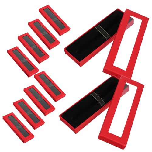 Healvian 10 Stück Rote Stiftverpackungsbox mit Klarsichtfenster Transparente Geschenkbox für Einzelstifte Praktische Aufbewahrungslösung für Schmuck und Uhren von Healvian