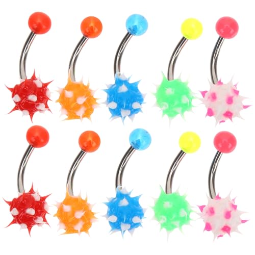 Healvian 10 Stück Teiliges Bauchnabelpiercing mit Flauschkugeln Leichtes Nabelring Schmuck für Frauen Komfortabel Sicher und Modisch Farbenfrohe Nabelringe für Damen und Mädchen von Healvian