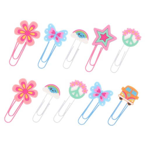 Healvian 10 Stück Teiliges Cartoon Hippie Lesezeichen Büroklammern aus Hochwertigem Material Langlebig und Vielseitig für Büro und Schule Niedliche Kleine Dokumentenklammern im Vintage von Healvian