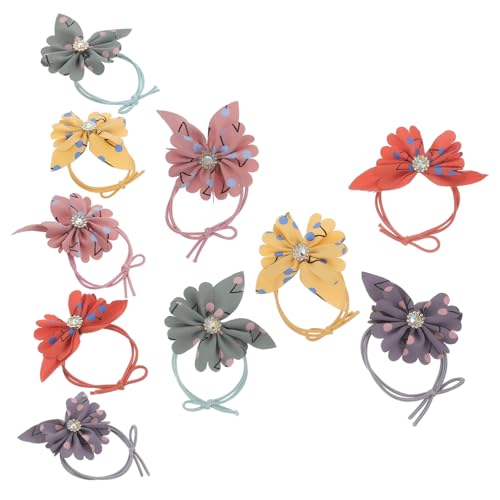 Healvian 10 Stück Teiliges Elastische Blumen haargummis für Mädchen Weiche Dehnbare Haarschleifen Vielseitige Haarschmuck accessoires für Mittleres und Dickes Haar Modische Zufällige Farbe von Healvian