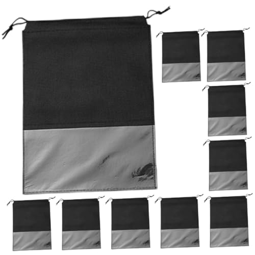 Healvian 10 Stück Teiliges Große Reise Schuhbeutel mit Zugband Schwarzer Schuhsack aus Vliesstoff Transparentes Fenster Vielseitig als Reise Organizer für Damen und Herren Platzsparend von Healvian
