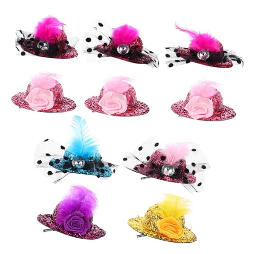 Healvian 10 Stück Teiliges Haarschmuck mit Glänzenden Federn Kleine Hut Haarspangen für Mädchen Langlebige Haarklammern Niedliche Accessoires für Alltag und Festlichkeiten von Healvian