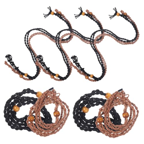 Healvian 10 Stück Teiliges Handgewebter Steinhalter Halskettenanhänger Wachsseil Verstellbar Robust Schwarz und Kaffeebraun Dekoratives Schmuckzubehör für DIY Natursteinperlen von Healvian