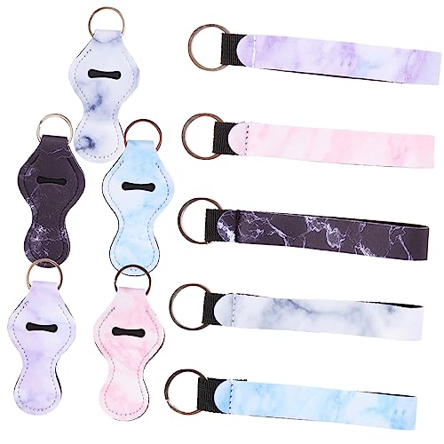 Healvian 10 Stück Teiliges Lippenbalsam Schlüsselanhänger aus Marmor Neopren Eleganter Lippenstift Halter Schlüsselanhänger für Reise Kompakt Stilvoll und Praktisch als für Damen von Healvian