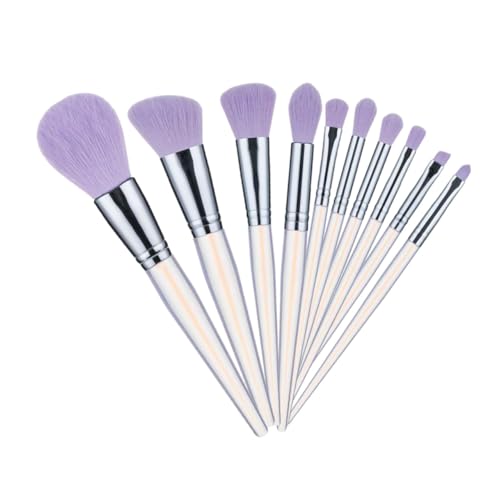 Healvian 10 Stück Teiliges Make Up Pinselset aus Acryl mit Künstlichen Fasern Transparent Violett Griff Vielseitig für Gesicht Lidschatten und Puder Langlebig und Dicht für Damen und von Healvian