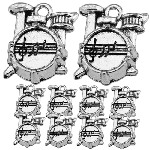 Healvian 10 Stück Teiliges Metall Drum Charms in Antiksilber Langlebige Schmuckanhänger für Halsketten Armbänder Schlüsselanhänger DIY Schmuckherstellung Glatte Kanten Sportliches von Healvian
