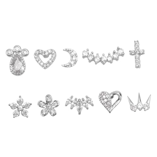 Healvian 10 Stück Teiliges Piercing Ohr und Lippenstecker aus mit Zirkonia Vielseitiger Körperschmuck für Damen und Herren Sicherer Hautfreundlicher Schmuck für Mehrere Piercings und von Healvian