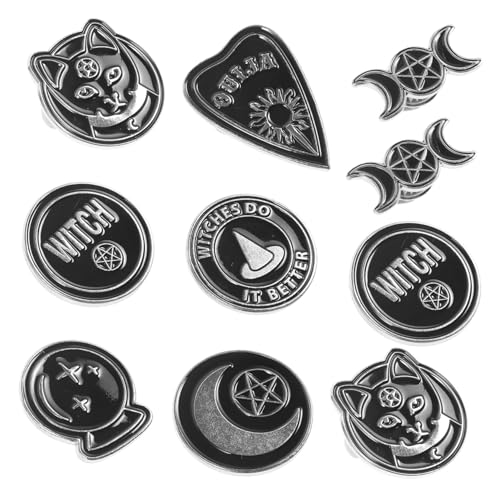 Healvian 10 Stücke Schwarze Hexen Hut Broschen Kreative Selbstgemacht Abzeichen Aus Legierung Vintage Punk Stil Kleidungsaccessoires Für Partys Und Freizeitmode von Healvian