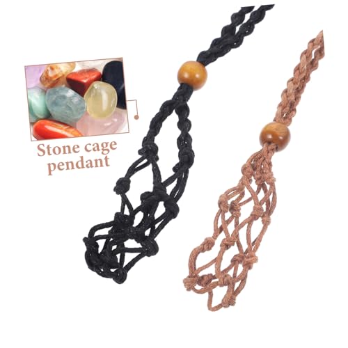 Healvian 10 Stück Teiliges Verstellbare Steinhänger ketten aus Gewachster Schnur und Langlebiger DIY Schmuckhalter für Damen Farblich Sortiert Schwarz und Braun Großer Netzanhänger für von Healvian