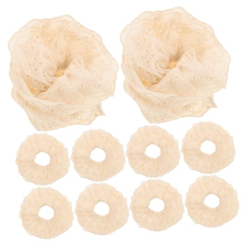 Healvian 10 Stück Weiße Haargummis für Damen Elastische Scrunchies mit Stickereien Vielseitig für Pferdeschwanz oder Eleganter Armreif von Healvian