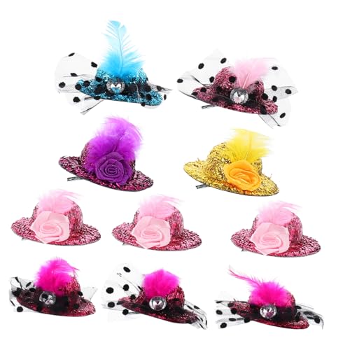 Healvian 10stücke Mädchen Haarnadeln Glänzend Feder Hut Haar Clips Haar Zubehör Für Party Elegante Haarspangen Spitzen-kopfbedeckung Hut-haarnadel Party-haarspange von Healvian