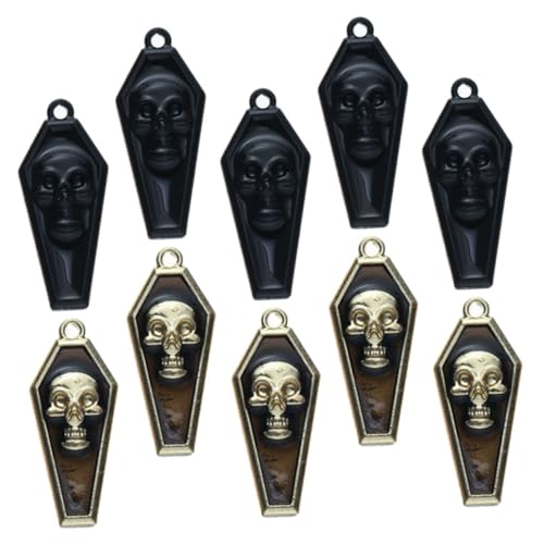 Healvian 10 Teiliges Halloween Schädel Anhänger Leichte Metall Charms mit Einzigartigem Schädel Design Langlebig und Sicher für Diy Schmuckherstellung Wie Armbänder Schlüsselanhänger von Healvian