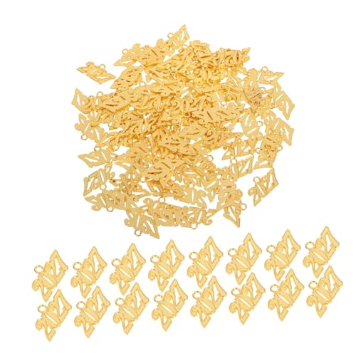 Healvian 100 Stück Jahreszahl Anhänger Goldfarbene Legierung Charms für Schmuckherstellung Nummern Anhänger für Halsketten Armbänder Schlüsselanhänger und Bastel-deko von Healvian