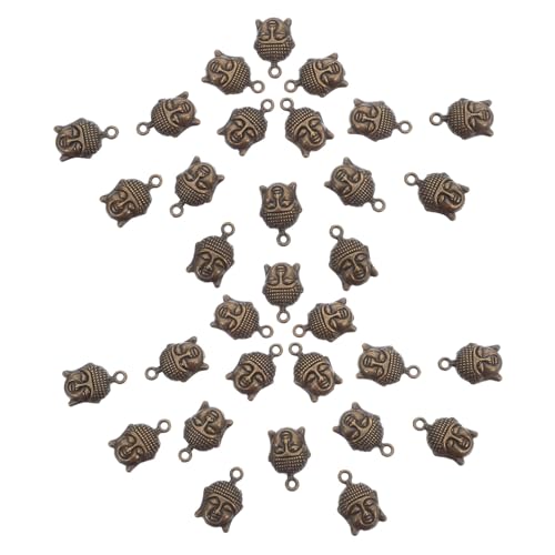 Healvian 100 Stück Tibetanische Buddha Kopf Anhänger Metalllegierung Vintage Charms für DIY Schmuck Armbänder Schlüsselanhänger Basteln Zubehör von Healvian