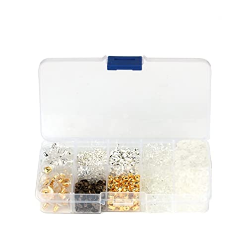Healvian 1040 Stück Ohrring Verschlüsse Set Metall und Silikon Sicherheits Ohrstecker mit Fächrigem Organizer Verschiedene Formen und Farben für Schmuckherstellung von Healvian