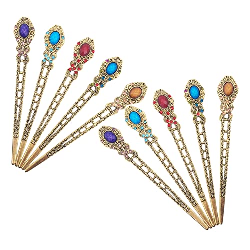 Healvian 10stücke Vintage Haarstäbchen Für Frauen Mit Strasssteinen Chinesische Haarstäbe Im Retro-stil Essstäbchen Für Haarschmuck Haarstyling-accessoires Für Hochzeit Und Verabredungen Vi von Healvian