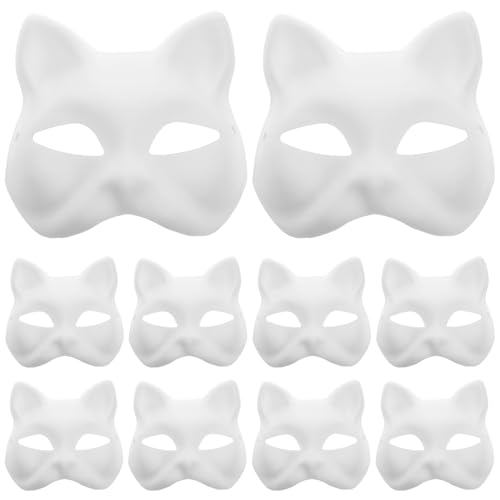 Healvian 10stücke Katzenmasken Bemalen Leere Masken Für Halloween Cosplay Und Partys Robustem Für Erwachsene Kreative Gestaltungsmöglichkeiten von Healvian