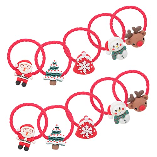 Healvian 10paare Weihnachts-haarbänder Für Mädchen Elastische Haargummis Mit Weihnachtsmann Für Festliche Anlässe Und Partys von Healvian